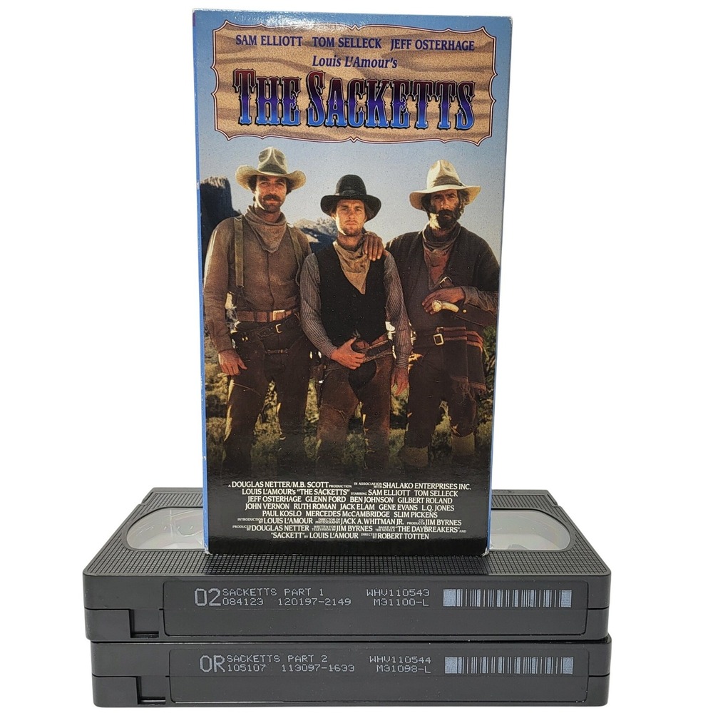 The Sacketts VHS 1991 2-Tape Set Sam Elliott Tom Selleck Louis L'Amour Western